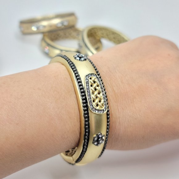 NWT Art Deco Pave CZ Hinged Magnetic Cuff Bangle - Picture 3 of 15